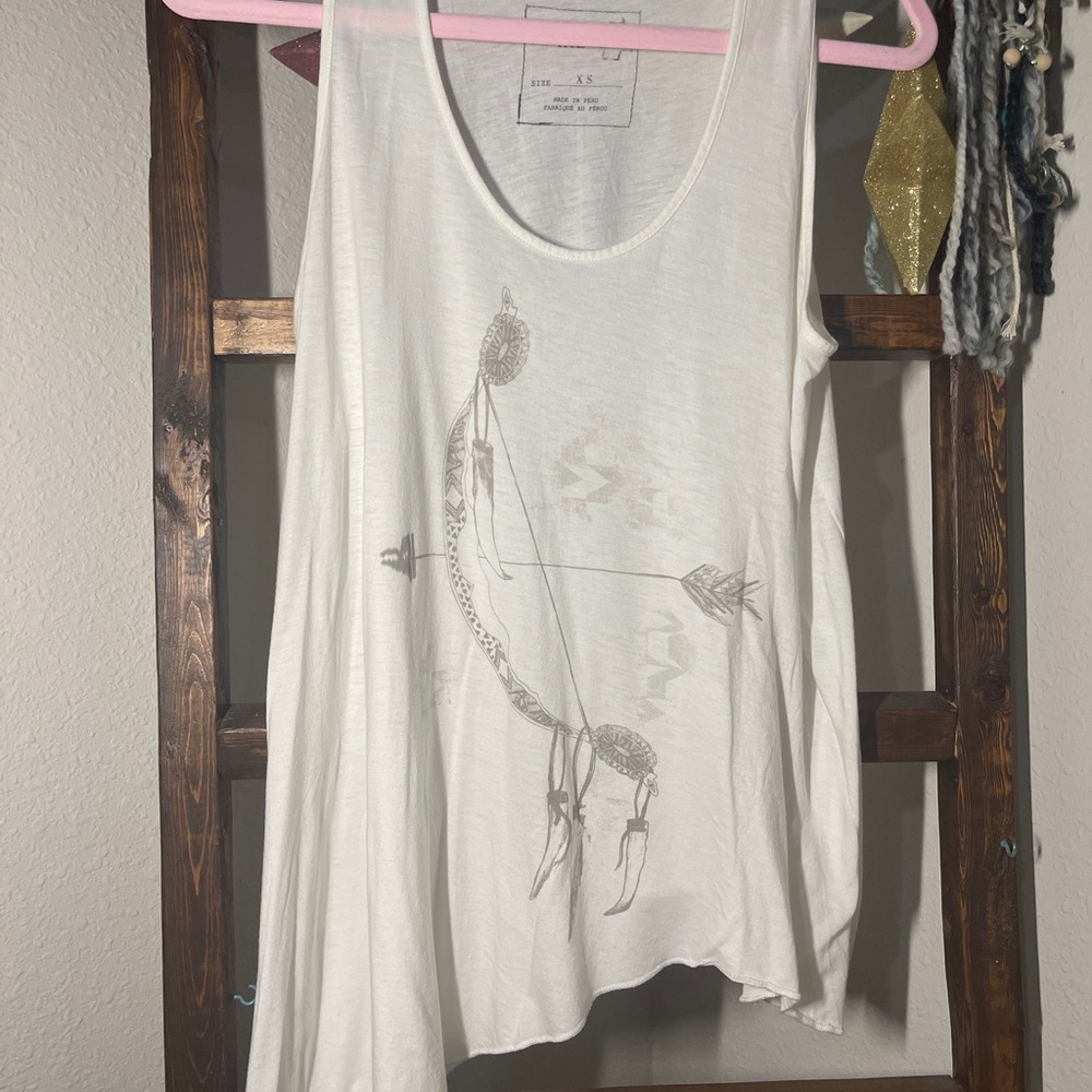 We The Free Cream Graphic Tank Top